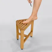 ASTA FURNITUREPRODUCTSTB-008  BRIO TEAK CORNER SHOWER FOOT STOOL, BATH CORNER SIDE TABLE