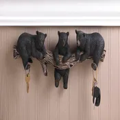 Black Bear Trio Hooks Wall Plaque