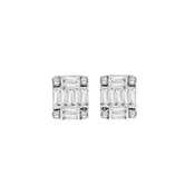 1.00ctw 10kt White Gold Round and Baguette Diamond Stud Earrings