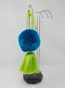 POM TASSEL BLUE/NEON GREEN