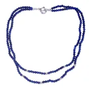 Agra Azure Sterling Silver and Lapis Lazuli Beads Necklace