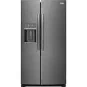 Frigidaire Gallery 25.6-cu ft Standard-Depth 36-in Wide Side-by-Side Refrigerator with Ice Maker, Water and Ice Dispenser (Fingerprint Resistant Black Stainless Steel)