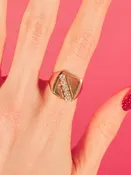 14k Diamond Accented Signet Ring