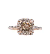 14K Rose Gold 2.13Ct Round Diamond Halo Engagement Ring