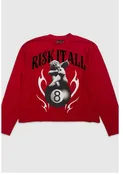 Risk It All Red Long Sleeve French Terry Crop Tee
