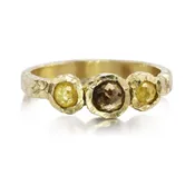 Rustic Rose Cut Three Diamond Ring