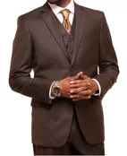 3 Piece Suit Vested Mens Brown Regular Fit 2 Button Vinci F-V2TR