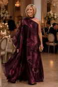 Burgundy Elegance Flowy Gown - Luxurious Evening Wear — Gramercy Atelier