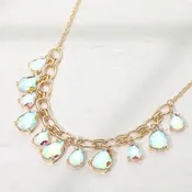 Cushion Teardrop Cluster Drop Station Necklace