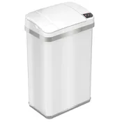 15 Liter / 4 Gallon White Stainless Steel Sensor Bathroom Trash Can with AbsorbX Odor Filter