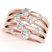 14kt Rose Gold MultiRow Diamond Fashion Ring (1 ctw)