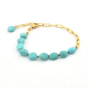 14k Gold Fill Knotted Kingman Turquoise Bracelet