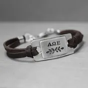 Alpha Omega Epsilon Leather Bracelet