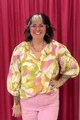 3/4 Sleeve Blouse w/Smocked Yoke
