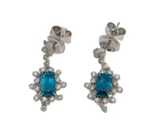 Diamonds with Blue Zircon Earrings