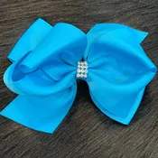 Aqua Rhinestone Hair Bow