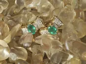Emerald and Diamond Bow Earrings — Columbia River Jewelers