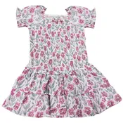 Alto Modas Rosey Pink  Floral Smocked Dress