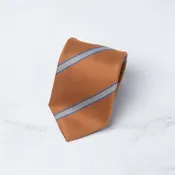 Amber w/ Silver & Cobalt Grenadine Stripe Tie by Robert Jensen
