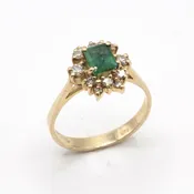Emerald 0.40 cts and Diamond 0.70 cts 14k Ring size: 6.75 — Gallery of Gems & Minerals