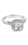 14K Rose Gold and 14K White Gold Halo Princess Engagement Ring