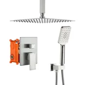 10-inch/12-inch Rain Shower System with 3-Spray Pattern Hand Shower in Brushed Nickel