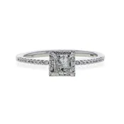 0.64ctw Princess Cut Diamond Halo Ring 14K