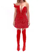 Red Pearl Corset Mini Dress — InnasDesigns