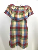 ACE & JIG Yellow, Blue Green Multi Cotton Made in India Plaid Knee Length Dress