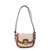 Contrast Panel Saddle Shoulder Bag