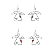 CHRISTMAS ANGEL DANGLE EARRINGS. GREEN, RED. SOLD IN SETS OF 2 ONLY