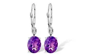 Amethyst and Diamond Drop Earrings in 14K White Gold