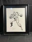 Framed Ink and Pen illustration of Iron Man ~ Signed by Dan Jurgens and Scott Hanna — Little Giant Comics & Collectibles