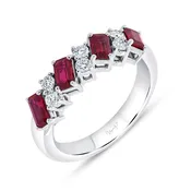 1-Row Emerald Cut Ruby Anniversary Ring