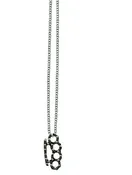 Black and Hematite Stone Brass Knuckles Necklace