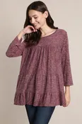 3/4 SLEEVE TIERED BABYDOLL TOP