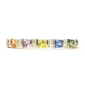 14k Yellow Gold Rainbow Sapphire & Diamond Band