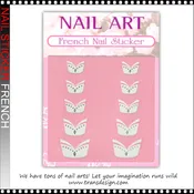NAIL STICKER French, French Line with Diamond Accent #68-09