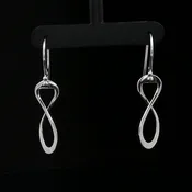 14K White Gold Infinity Drop Earrings
