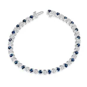 14KW Gold Sapphire & Diamond Tennis Bracelet 23S=3.49Ct, 23D=3.06Ct