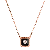 18K PINK GOLD KORLOFF SAINT-PETERSBOURG DIAMONDS &amp; ONYX NECKLACE.