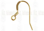 14EW1Y : 14 K Yellow Gold Ear Wires with Coil : 16 mm