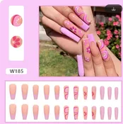 24Pcs Long Coffin False Press On Nails (185)