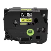 Brother HGeS6615PK BLACK on YELLOW HGe Tape-EX Strength 5PK 1.4''
