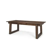 106" Dark Brown Solid Wood Self-Storing Leaf Sled Base Extendable Dining Table
