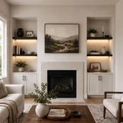 Black Painted Lighted 2" Thick Alcove Floating Shelves