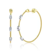 14K Two-Tone Gold Diamond Hoop Earring