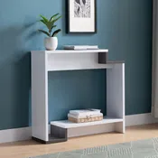 213033  Distressed grey and white finish wood sofa entry console table