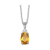 10K White Gold Citrine Diamond Pendant