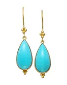 Turquoise Teardrop Earrings - Gold-Plated Hooks, Elegant Style — 33 Jewels at El Paseo